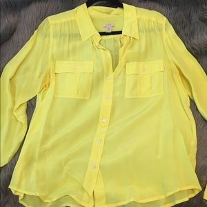 JCREW- Silk yellow neon blouse